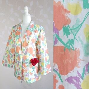 Vintage Pastel Abstract Floral Lightweight Cotton Blazer Jacket Mister Remo